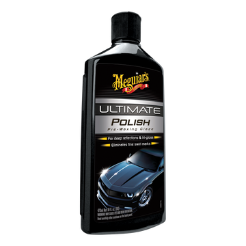 Meguiar’s Ultimate Polish mejora el brillo, elimina remolinos finos y deja la pintura suave, lista para encerar. Ideal para un acabado de calidad profesional.