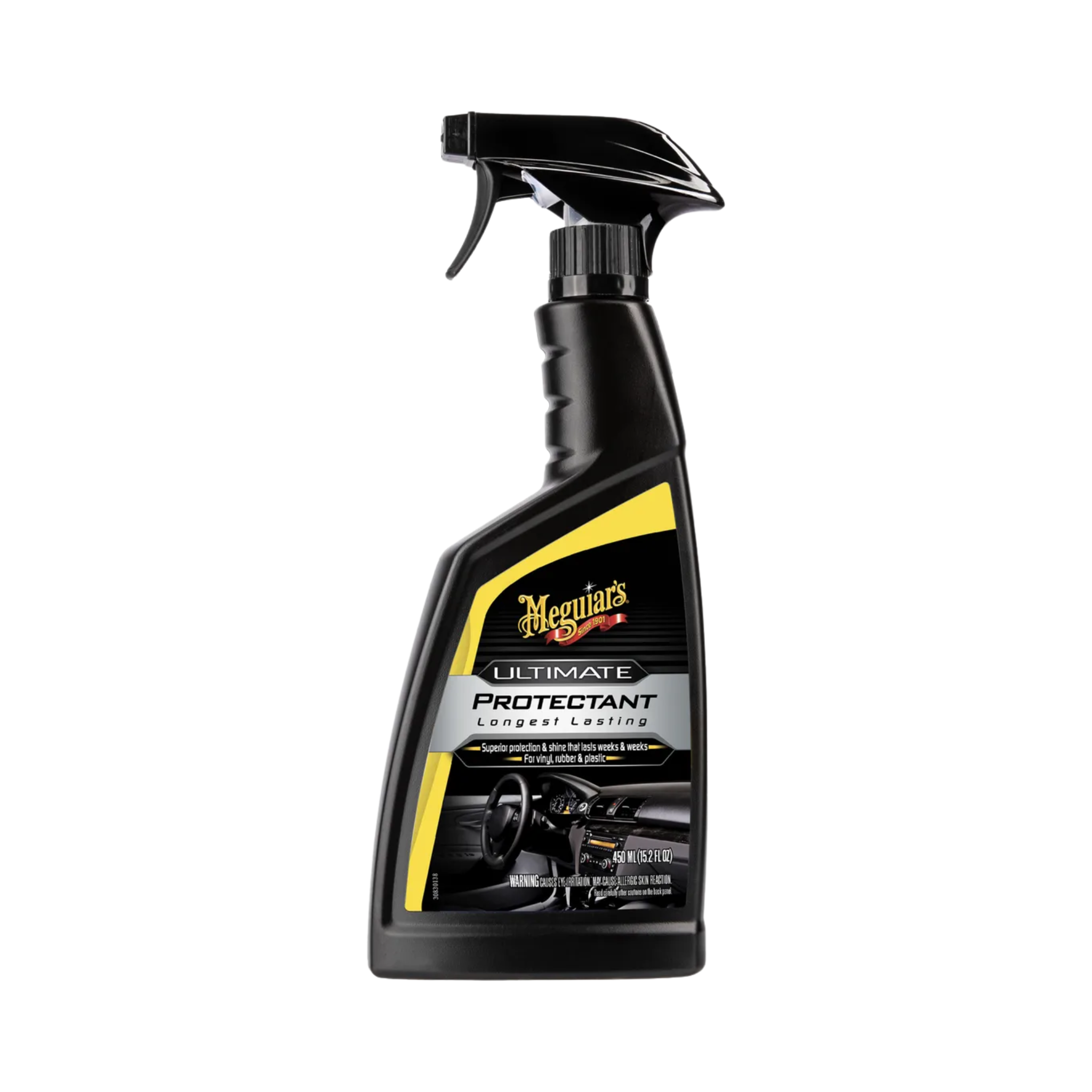 Protege y restaura plásticos, vinilo y goma con Meguiar’s Ultimate Protectant Spray. Brillo duradero, acabado no grasoso y defensa UV para tu auto.
