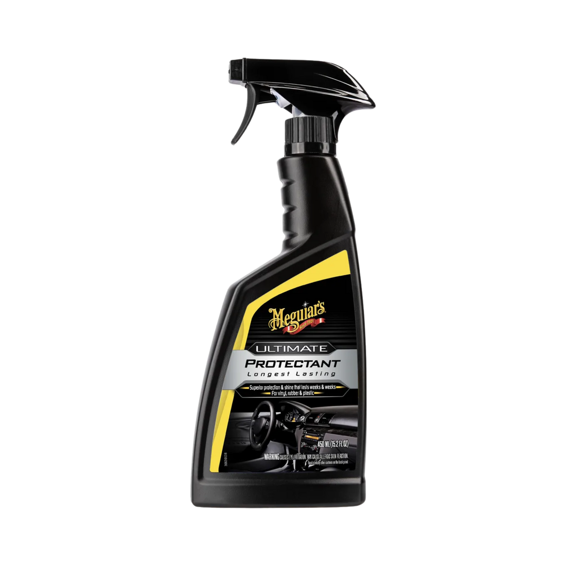 Protege y restaura plásticos, vinilo y goma con Meguiar’s Ultimate Protectant Spray. Brillo duradero, acabado no grasoso y defensa UV para tu auto.