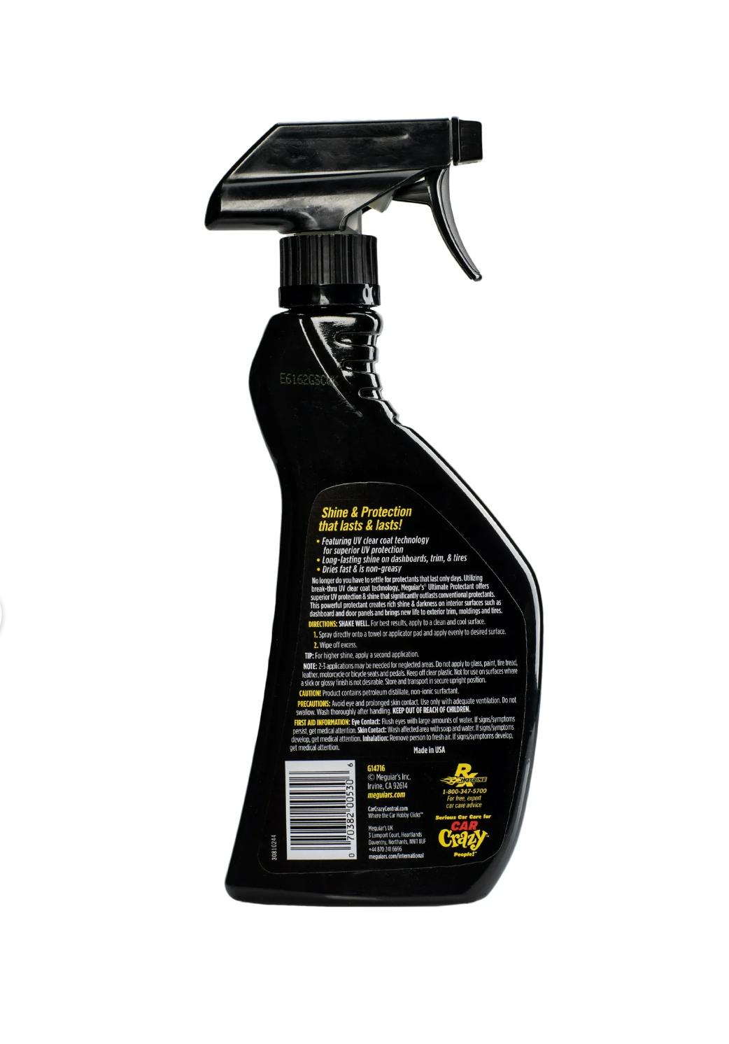 Protege y restaura plásticos, vinilo y goma con Meguiar’s Ultimate Protectant Spray. Brillo duradero, acabado no grasoso y defensa UV para tu auto.