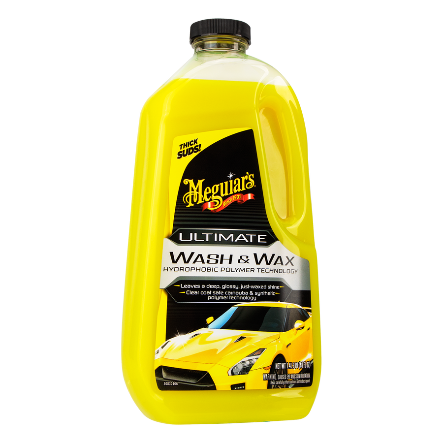 Lava y encera tu auto en un solo paso con Meguiar’s Ultimate Wash & Wax. Limpia, protege y realza el brillo con cera carnauba y polímeros sintéticos.