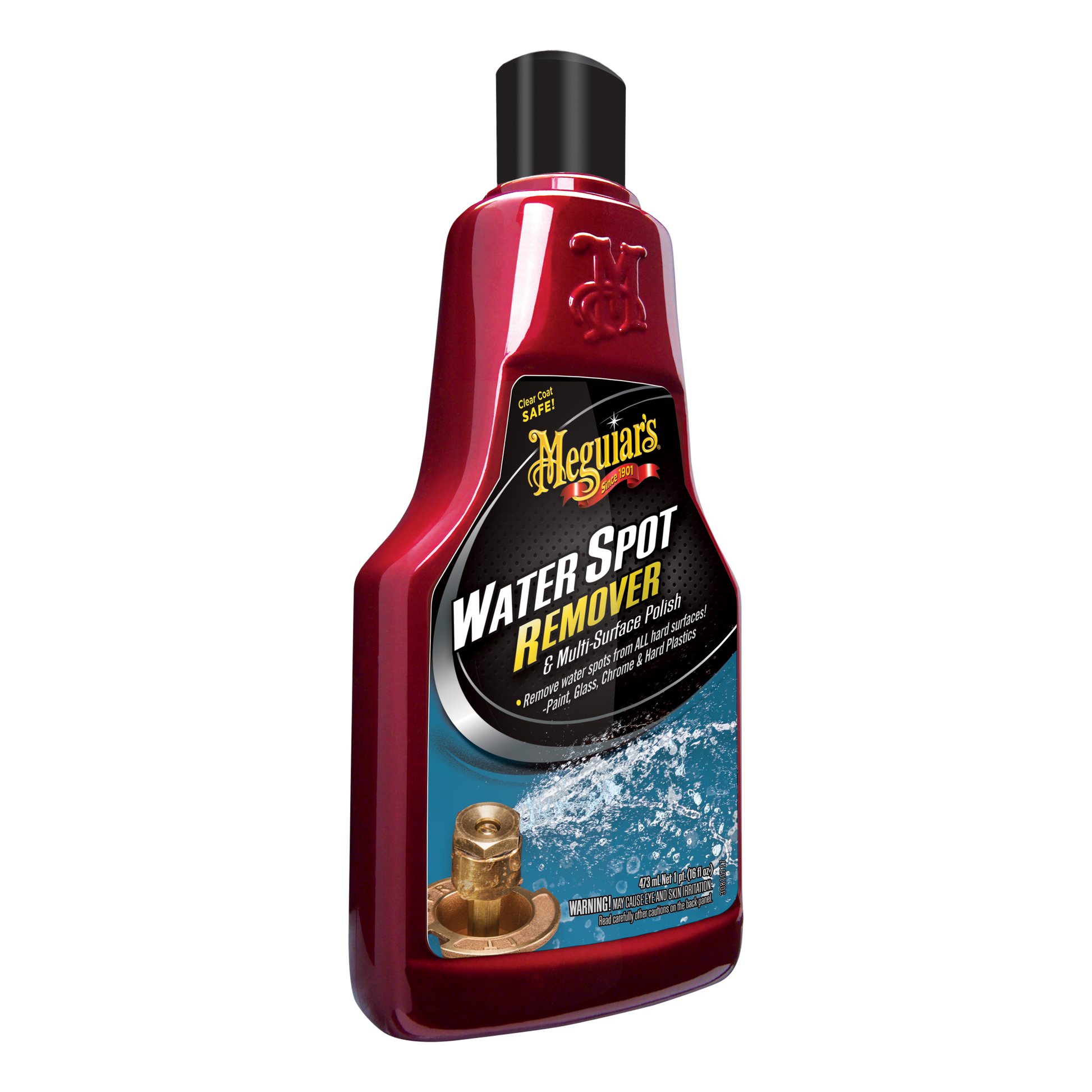 Elimina manchas de agua dura en pintura, vidrio y cromo con Water Spot Remover de Meguiar’s. Recupera el brillo sin dañar la superficie.