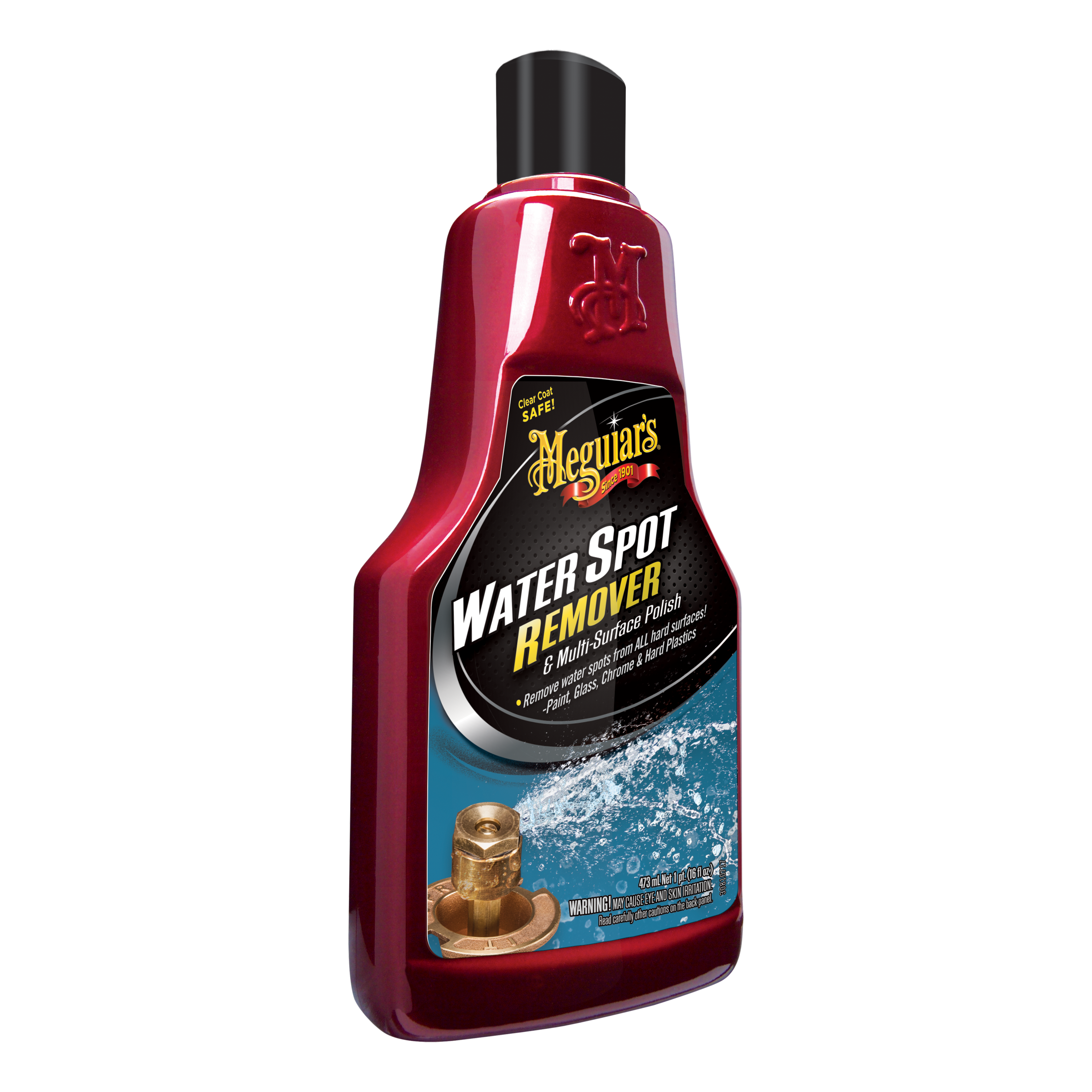 Elimina manchas de agua dura en pintura, vidrio y cromo con Water Spot Remover de Meguiar’s. Recupera el brillo sin dañar la superficie.