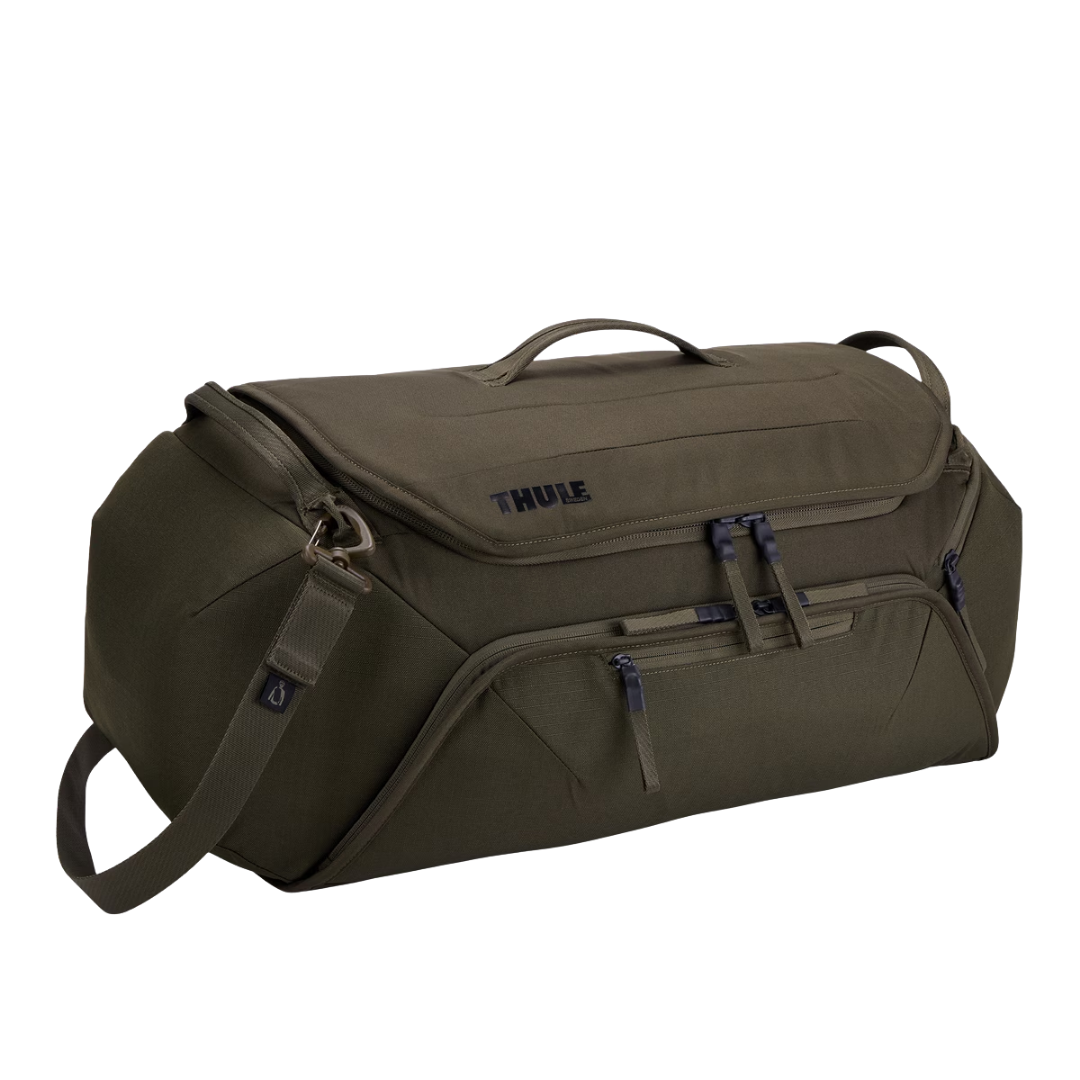 Bolso RoundTrip Thule, bolso ciclista Thule, bolso para accesorios de bicicleta, bolso Thule 55L, bolso bluesign Thule, mochila para ciclistas, bolso de viaje para bicicleta, accesorios Thule, bolso de lona Thule, bolso de ciclismo montaña carretera