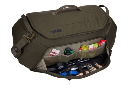 Bolso RoundTrip Thule, bolso ciclista Thule, bolso para accesorios de bicicleta, bolso Thule 55L, bolso bluesign Thule, mochila para ciclistas, bolso de viaje para bicicleta, accesorios Thule, bolso de lona Thule, bolso de ciclismo montaña carretera