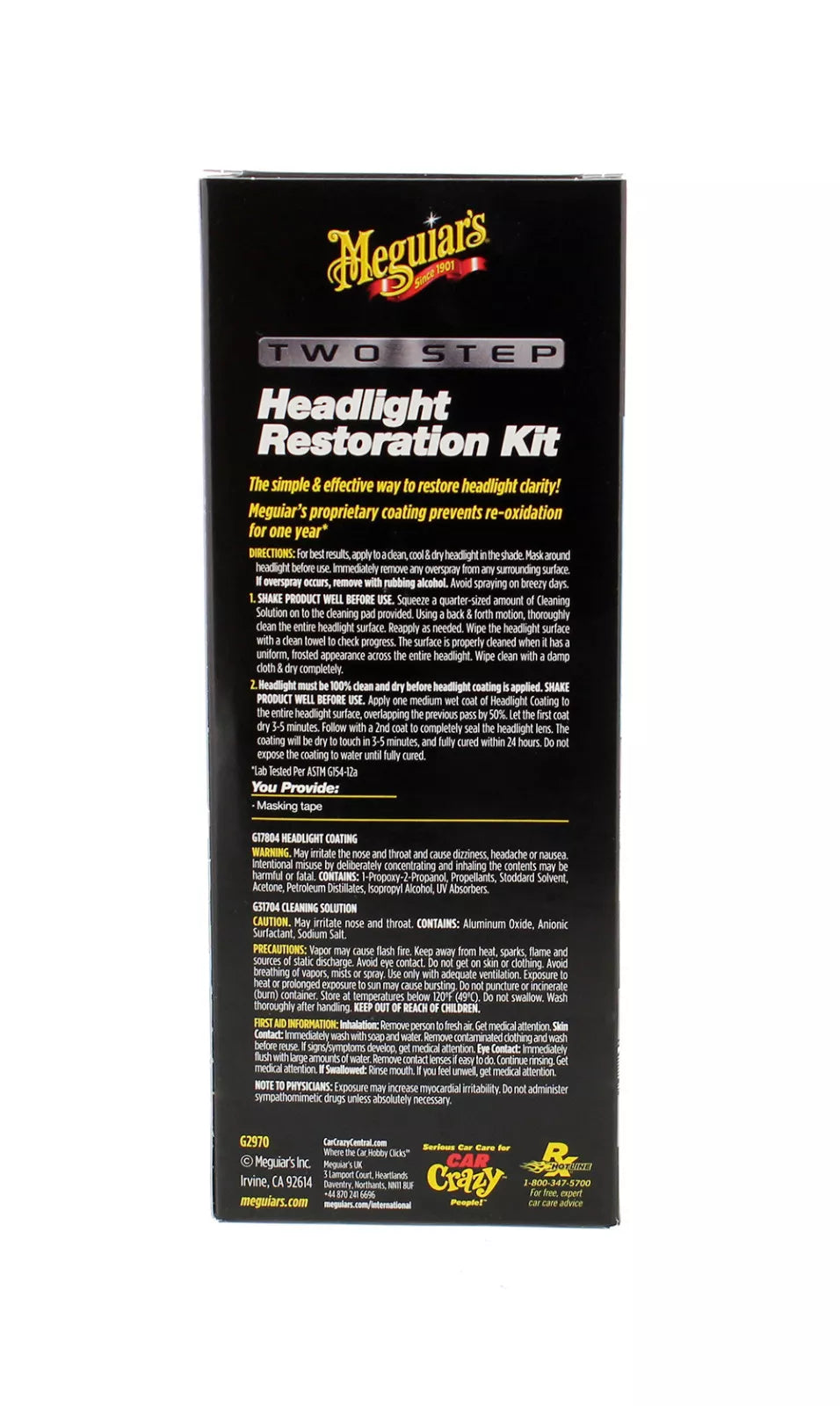 Headlight Restoration Kit, Restaurador de farolas G2970 meguiars
