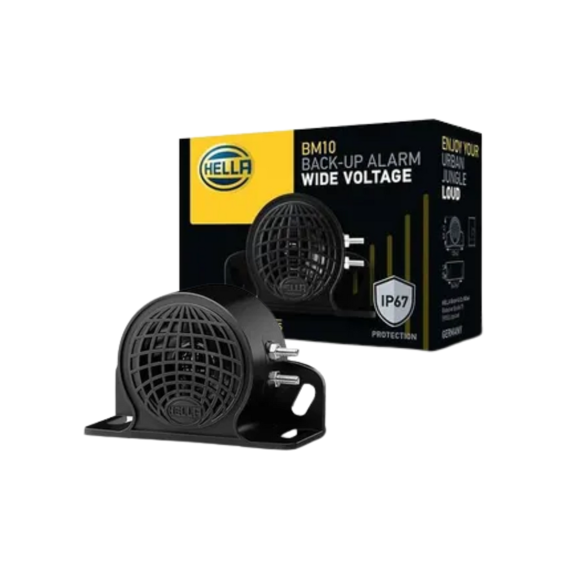 Pito de reversa Hella 1100 decibeles. Máxima alerta sonora para maniobras seguras en retroceso. Calidad garantizada y fácil instalación.