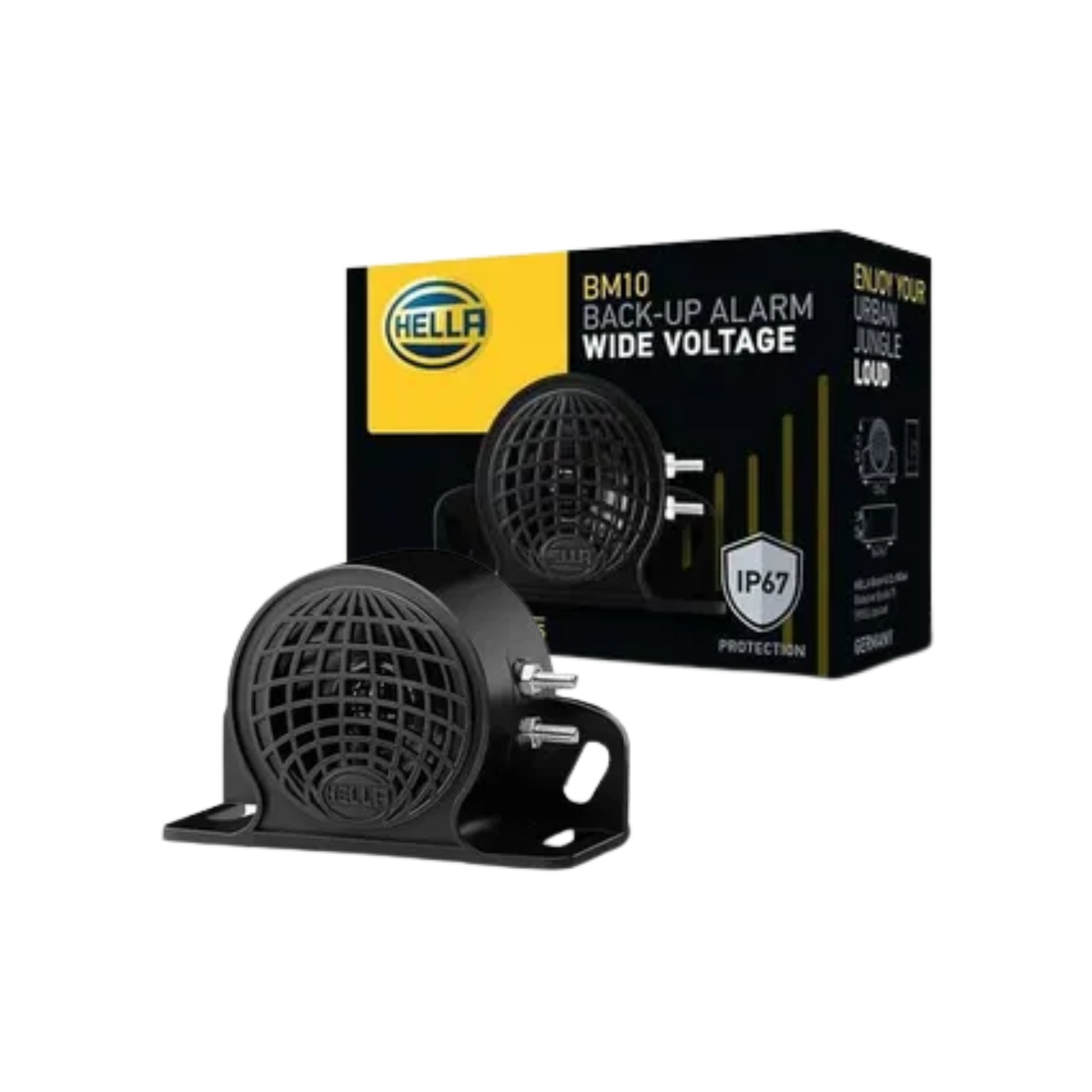 Pito de reversa Hella 1100 decibeles. Máxima alerta sonora para maniobras seguras en retroceso. Calidad garantizada y fácil instalación.