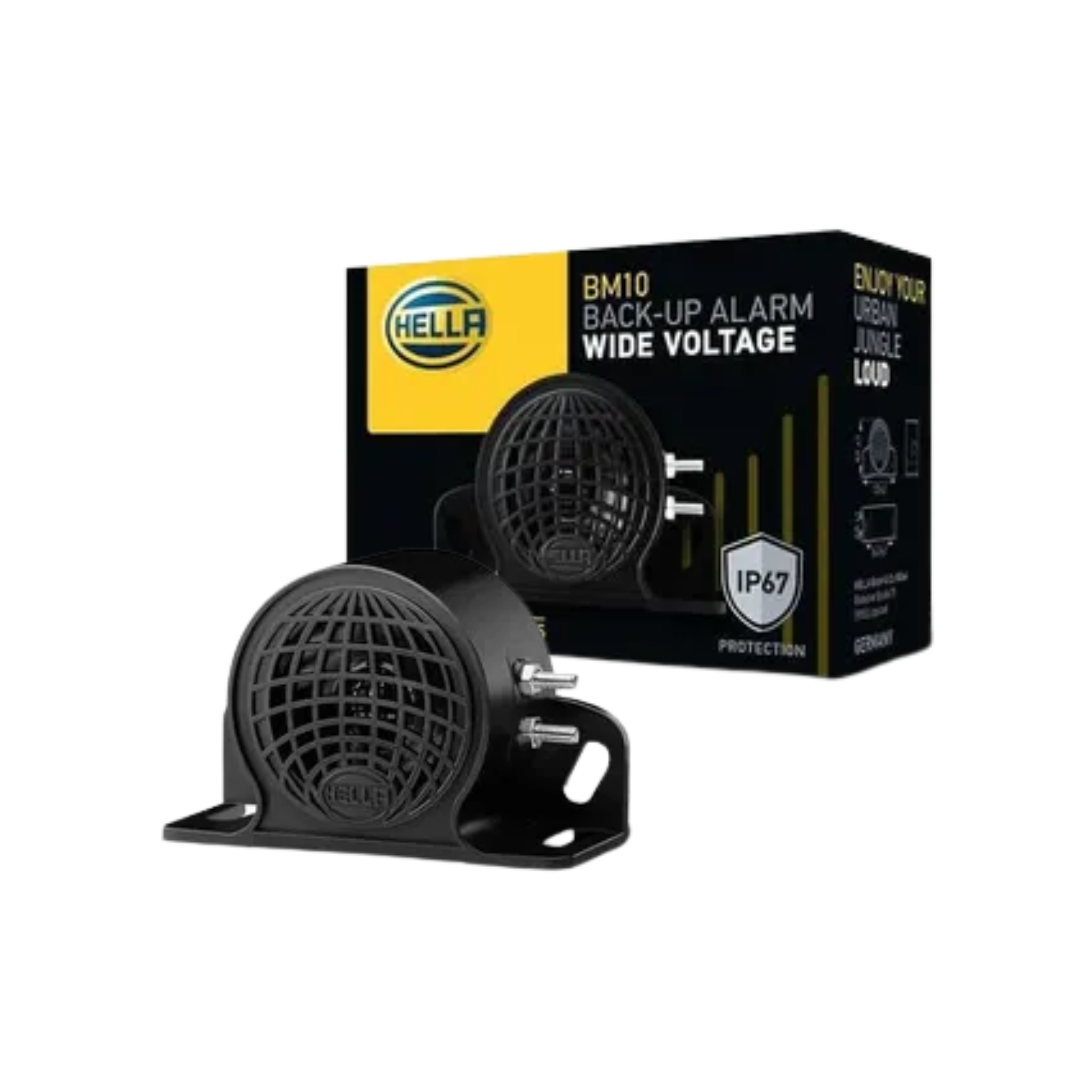 Pito de reversa Hella 1100 decibeles. Máxima alerta sonora para maniobras seguras en retroceso. Calidad garantizada y fácil instalación.